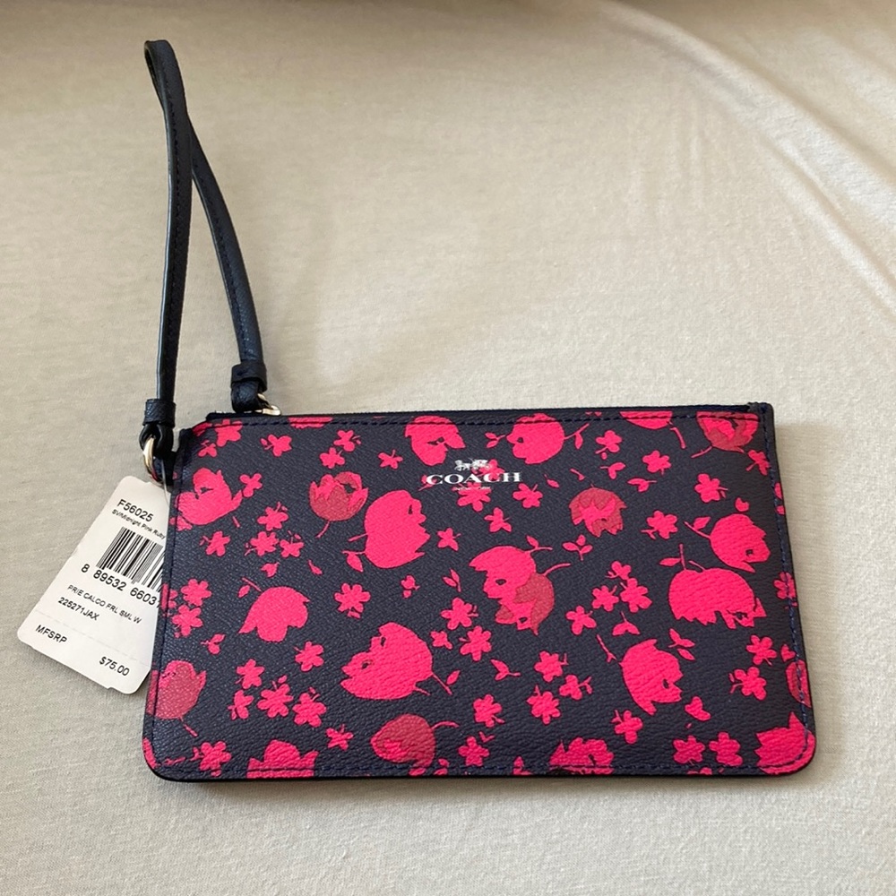 New Coach Floral wristlet